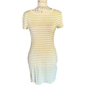 RVCA Green White Rover Striped T Shirt Body Con Soft Stretch Dress Size Small